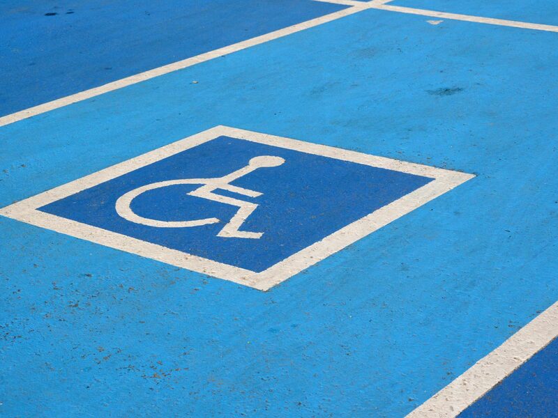 ADA-compliant handicap parking space striping